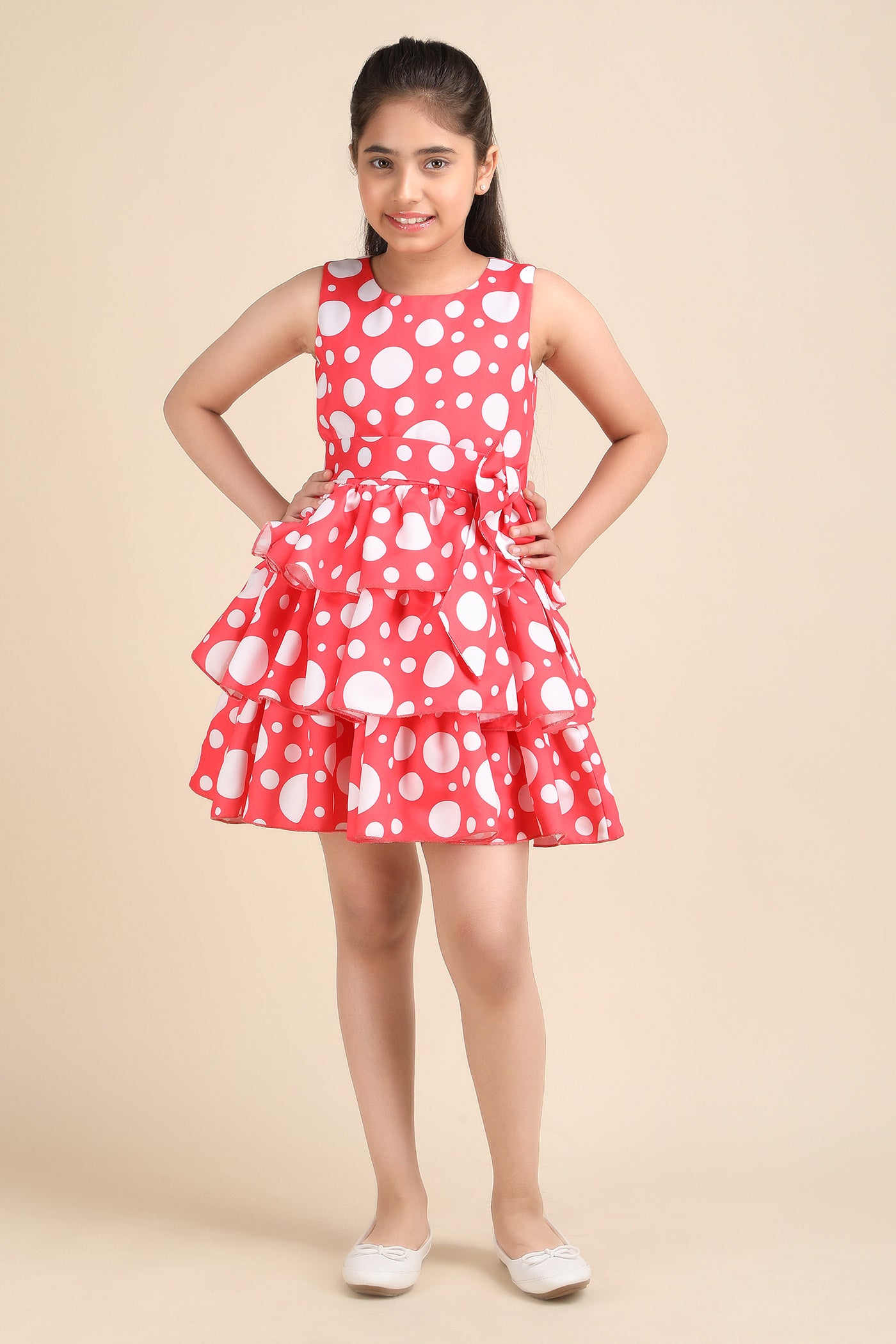 Crimson Polka Delight Dress