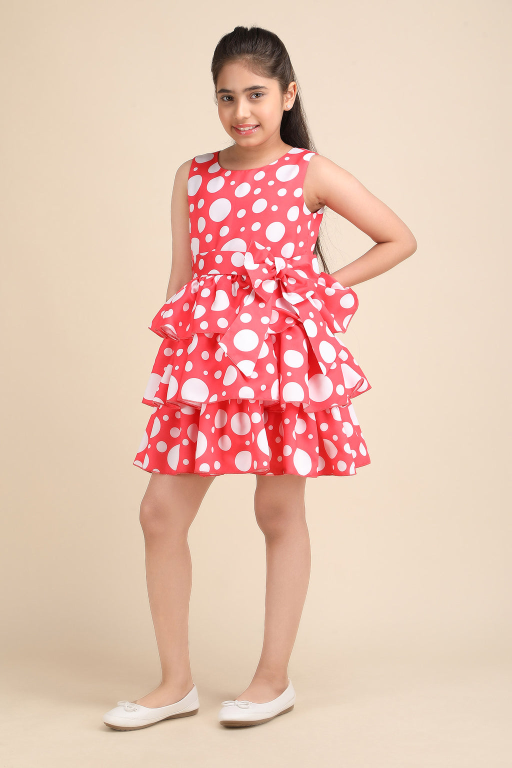 Crimson Polka Delight Dress