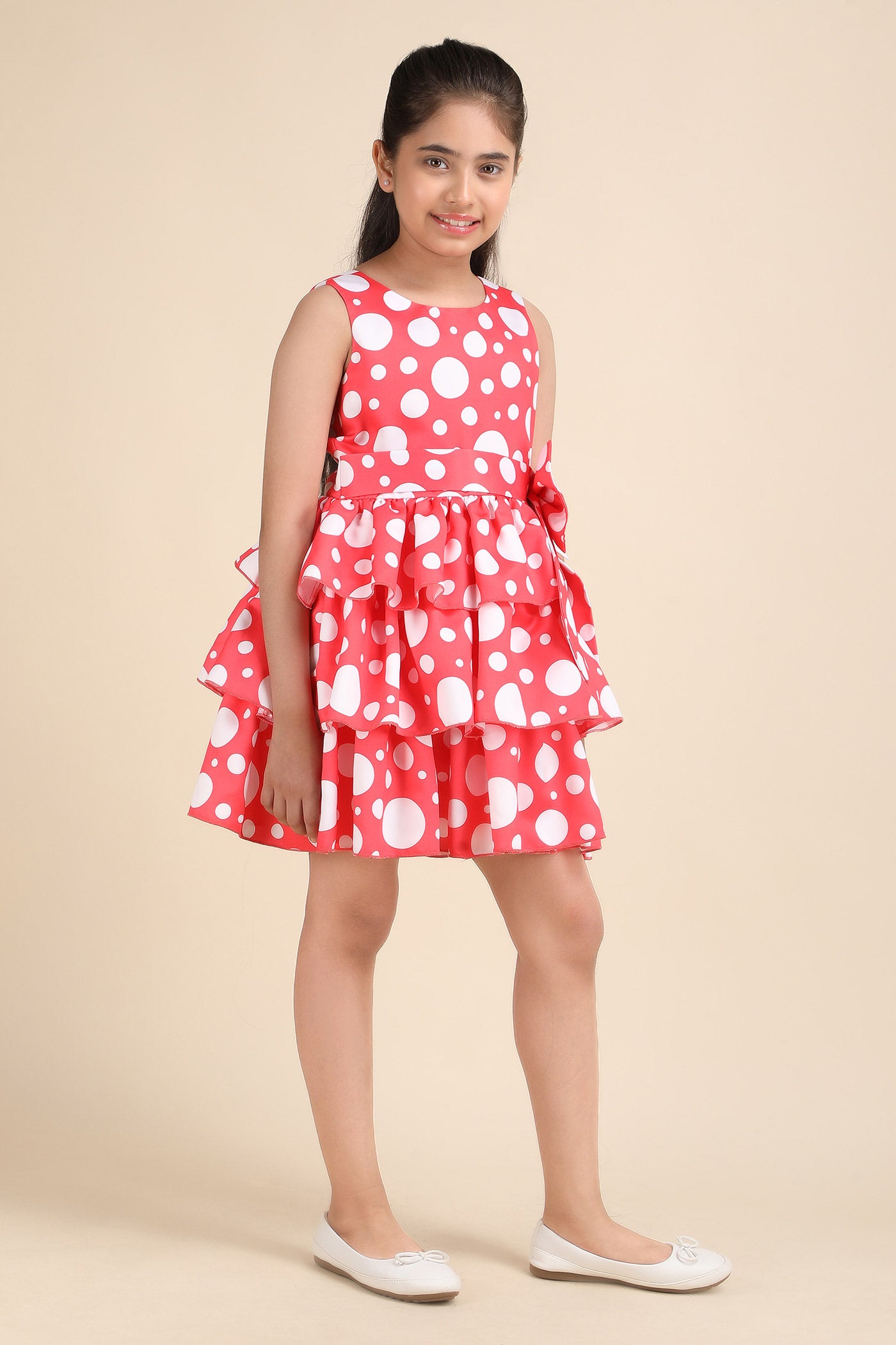 Crimson Polka Delight Dress