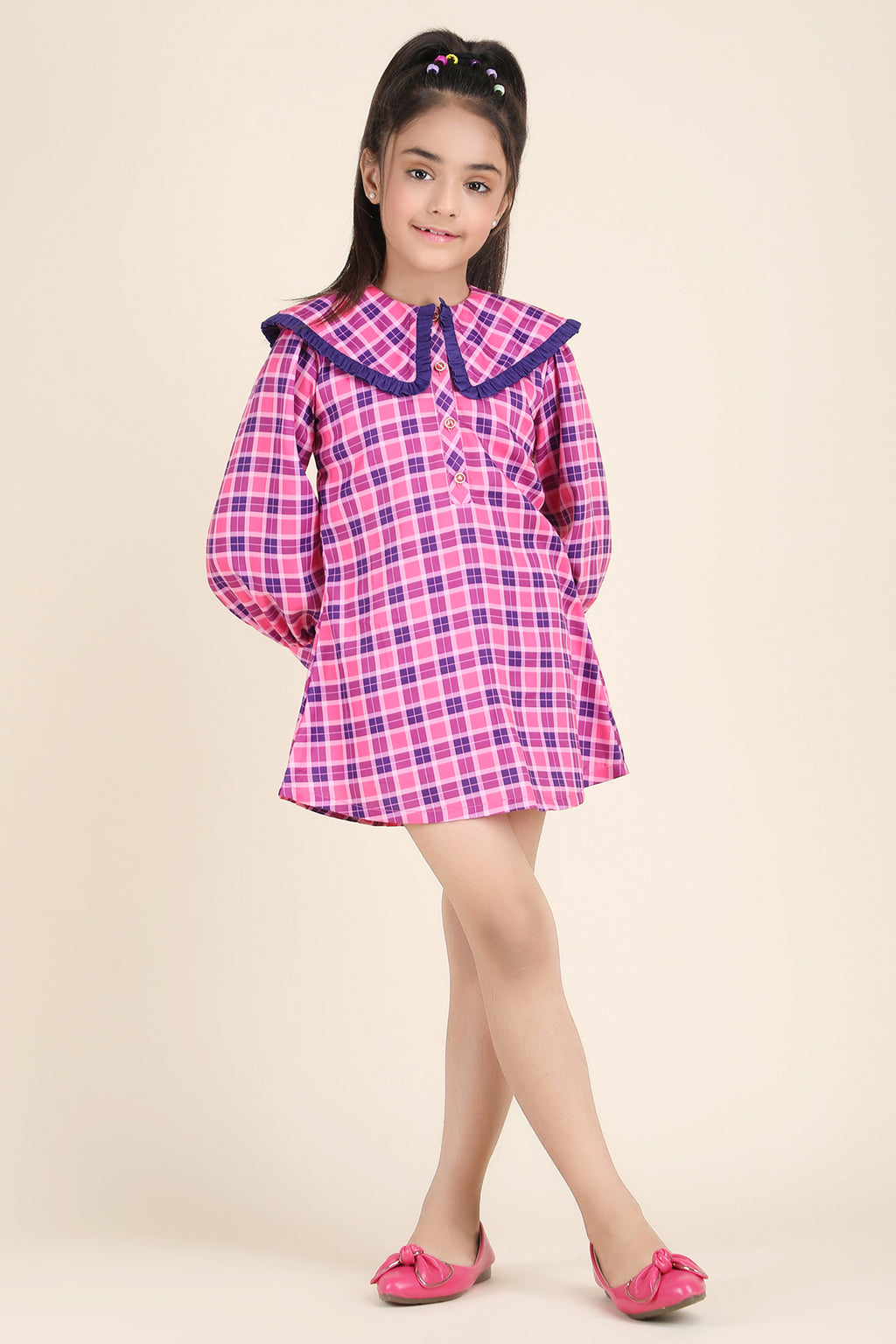 Pink Plaid Chic A-Line Dress