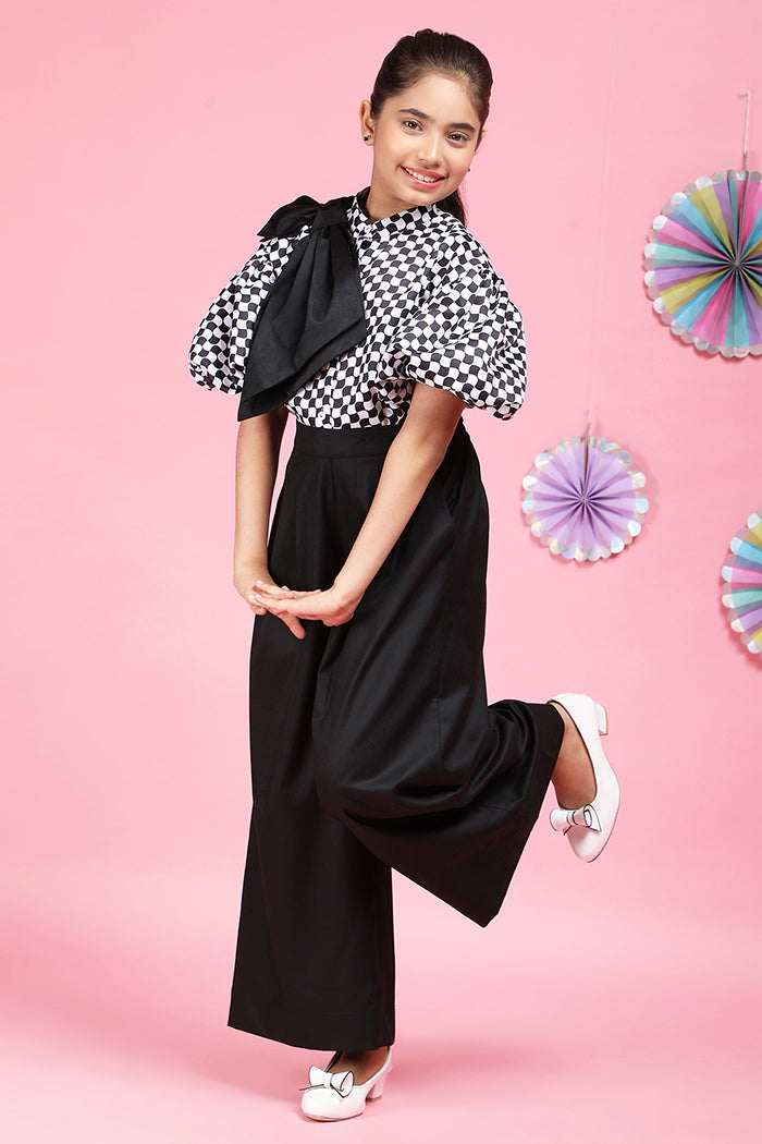 Chessboard Flair Shirt & Classic Korean Pant Set