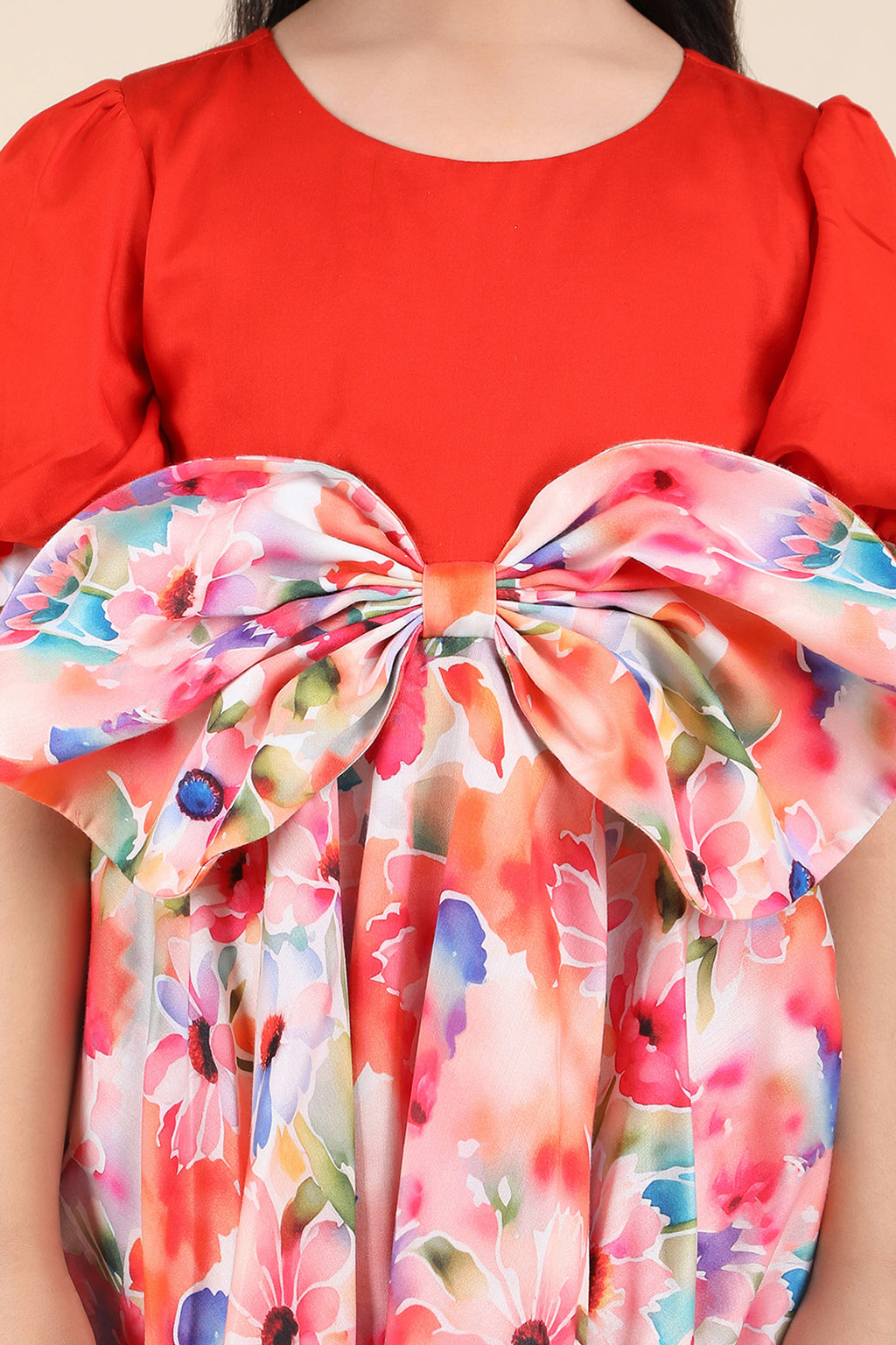 Fiery Bloom Bow Dress