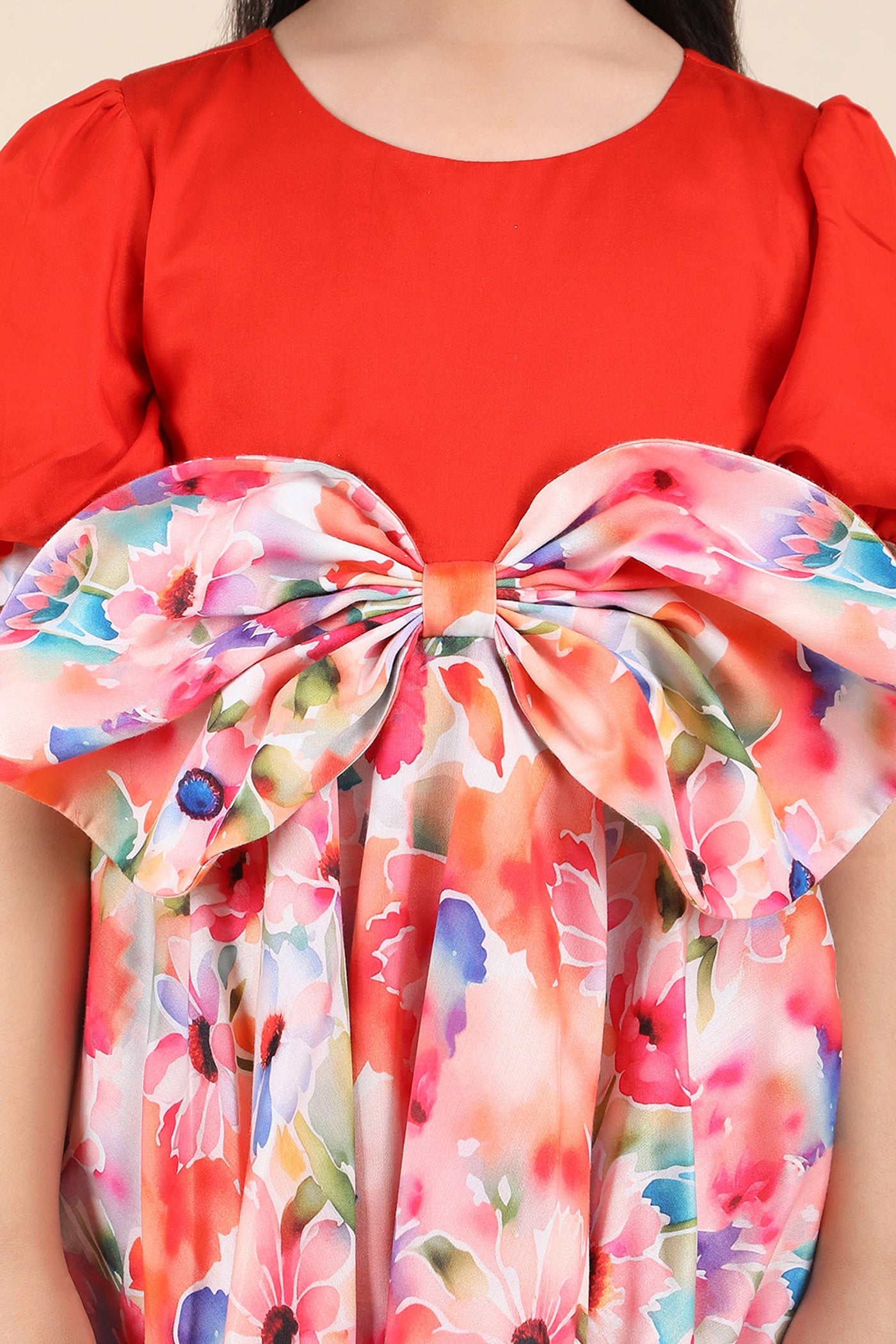 Fiery Bloom Bow Dress