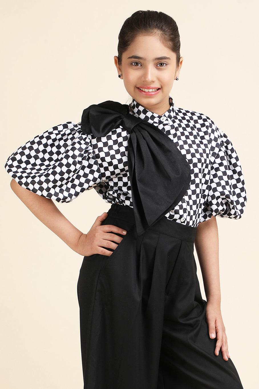 Chessboard Bow Shirt
