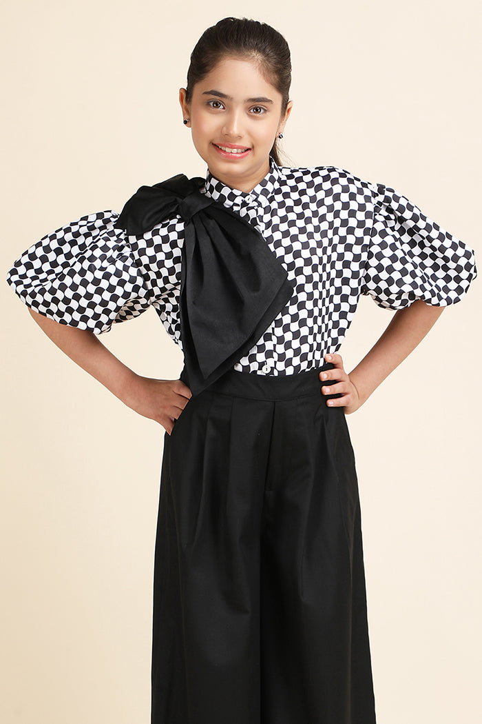 Chessboard Bow Shirt