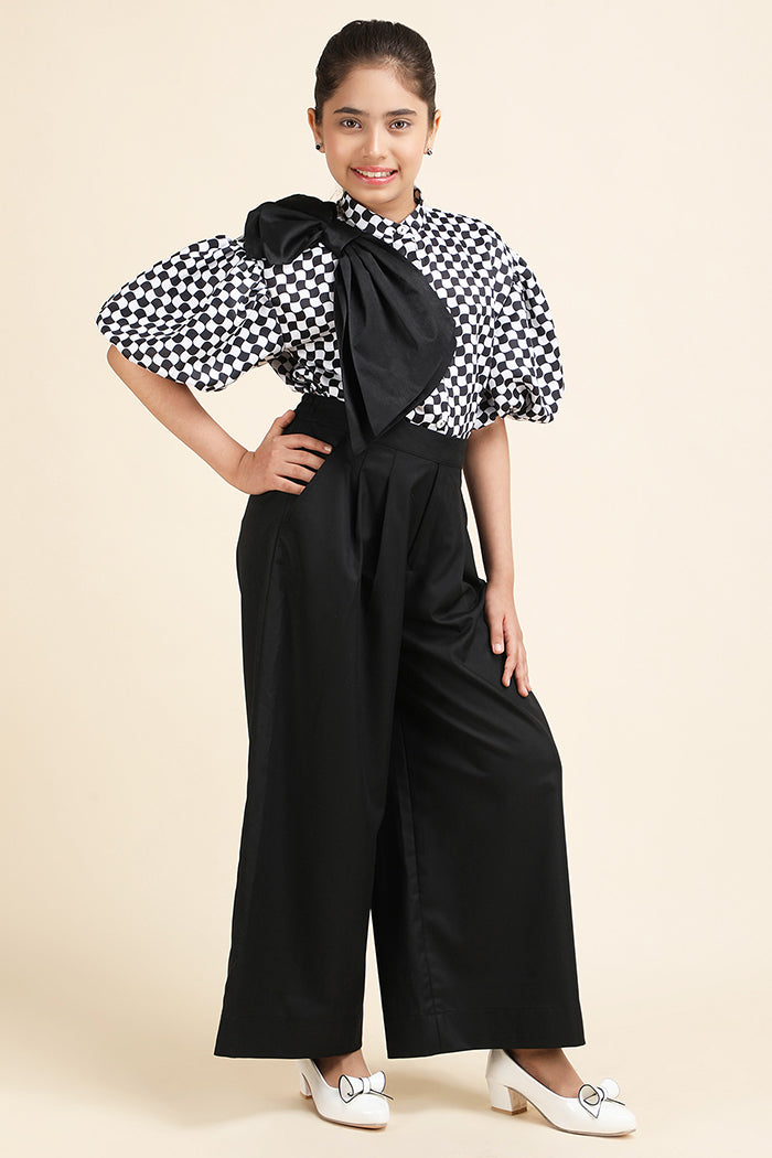 Chessboard Flair Shirt & Classic Korean Pant Set