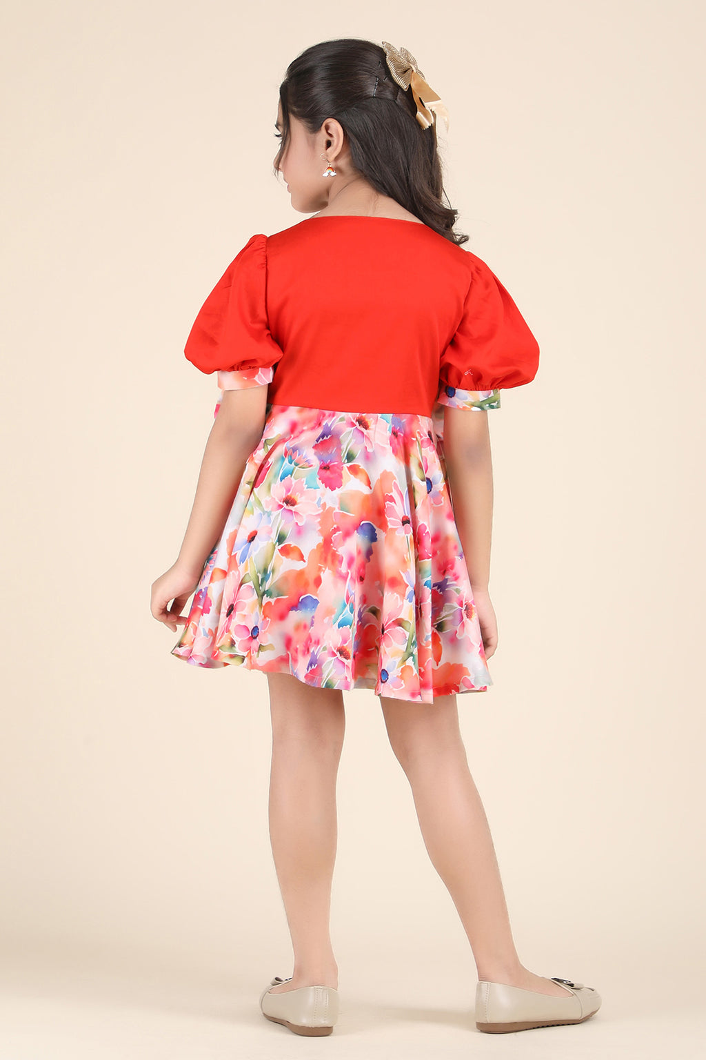 Fiery Bloom Bow Dress