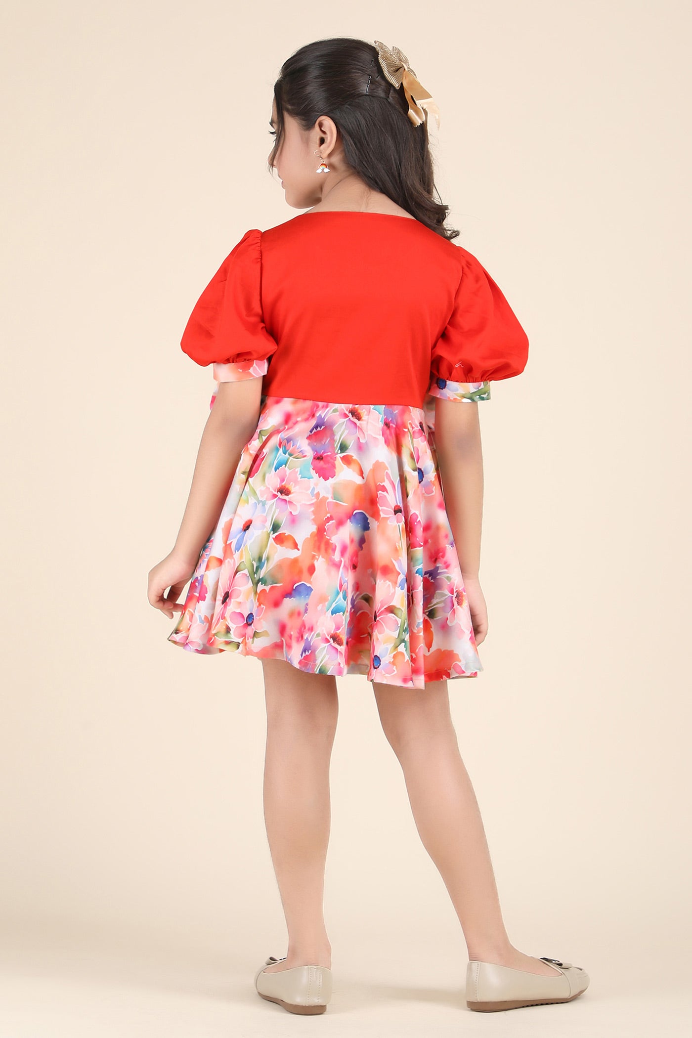 Fiery Bloom Bow Dress