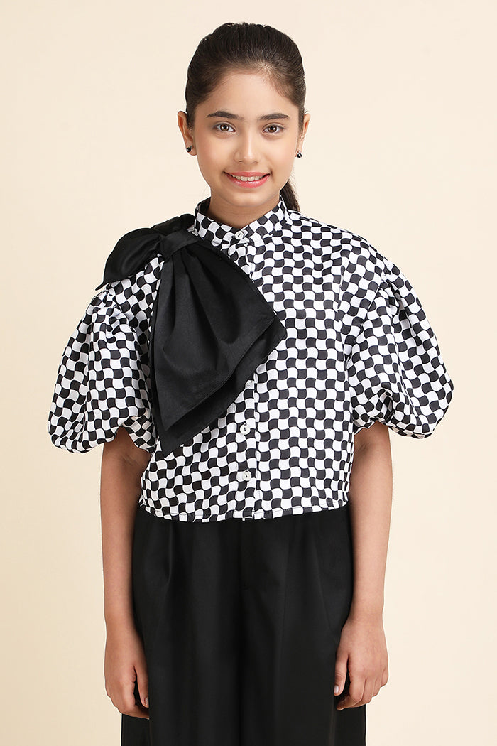 Chessboard Bow Shirt