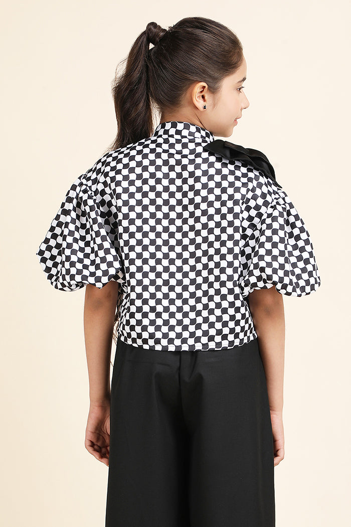 Chessboard Bow Shirt