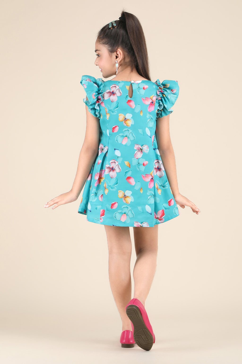 Aqua Blossom Flutter Dress