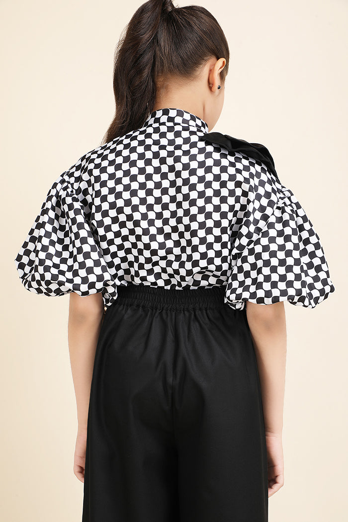 Chessboard Flair Shirt & Classic Korean Pant Set