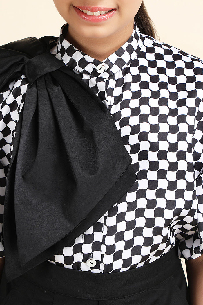 Chessboard Bow Shirt
