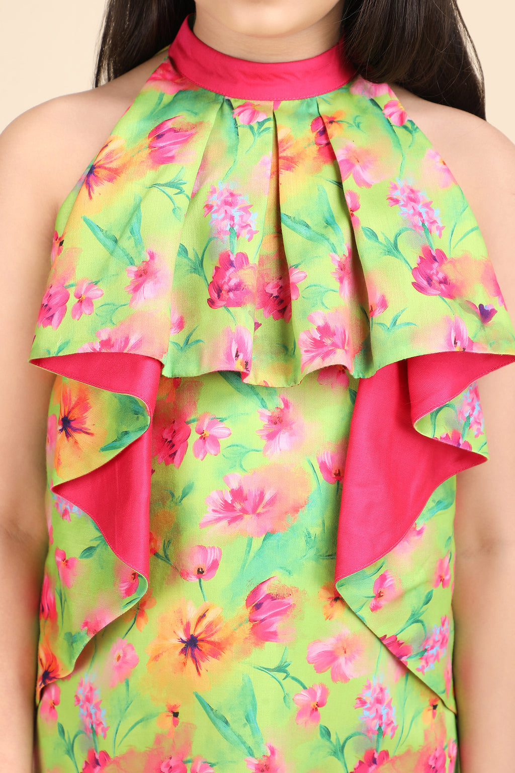 Tropical Green Halter Dress