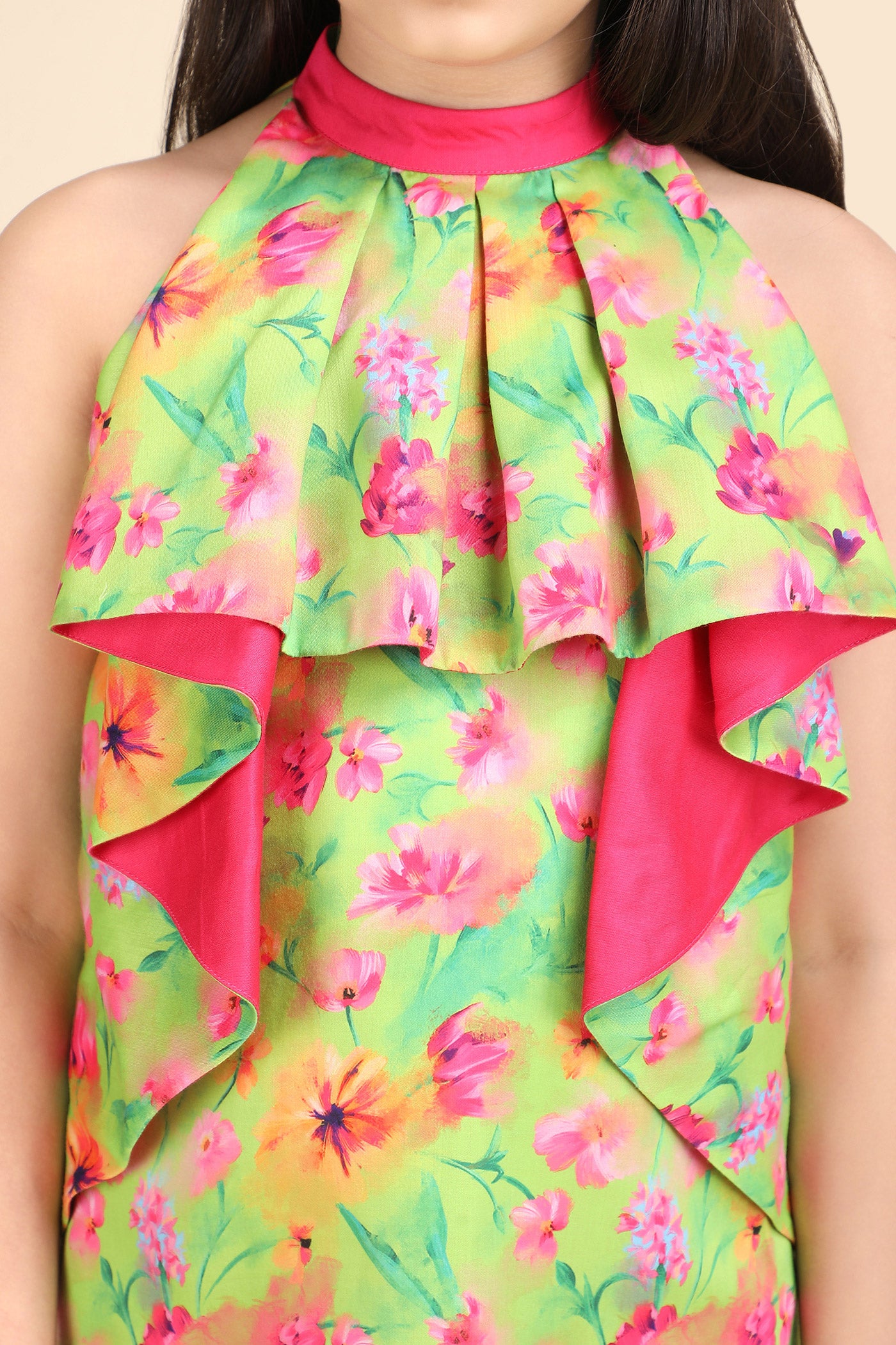 Tropical Green Halter Dress