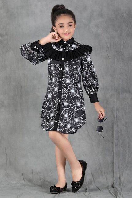 Midnight Bloom Shirt Dress