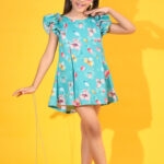 Aqua Blossom Flutter Dress