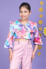 Graphic Dilution Ruffle Crop Top