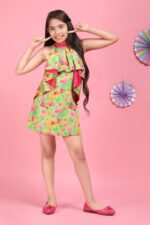 Tropical Green Halter Dress