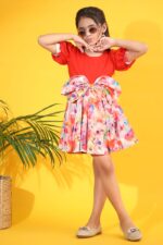 Fiery Bloom Bow Dress