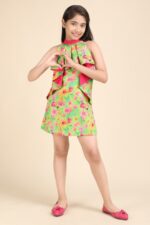 Tropical Green Halter Dress - Image 2