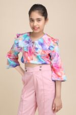 Graphic Dilution Ruffle Crop Top - Image 3