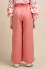Peach Ruffle Waist Wide-Leg Korean Pants - Image 6